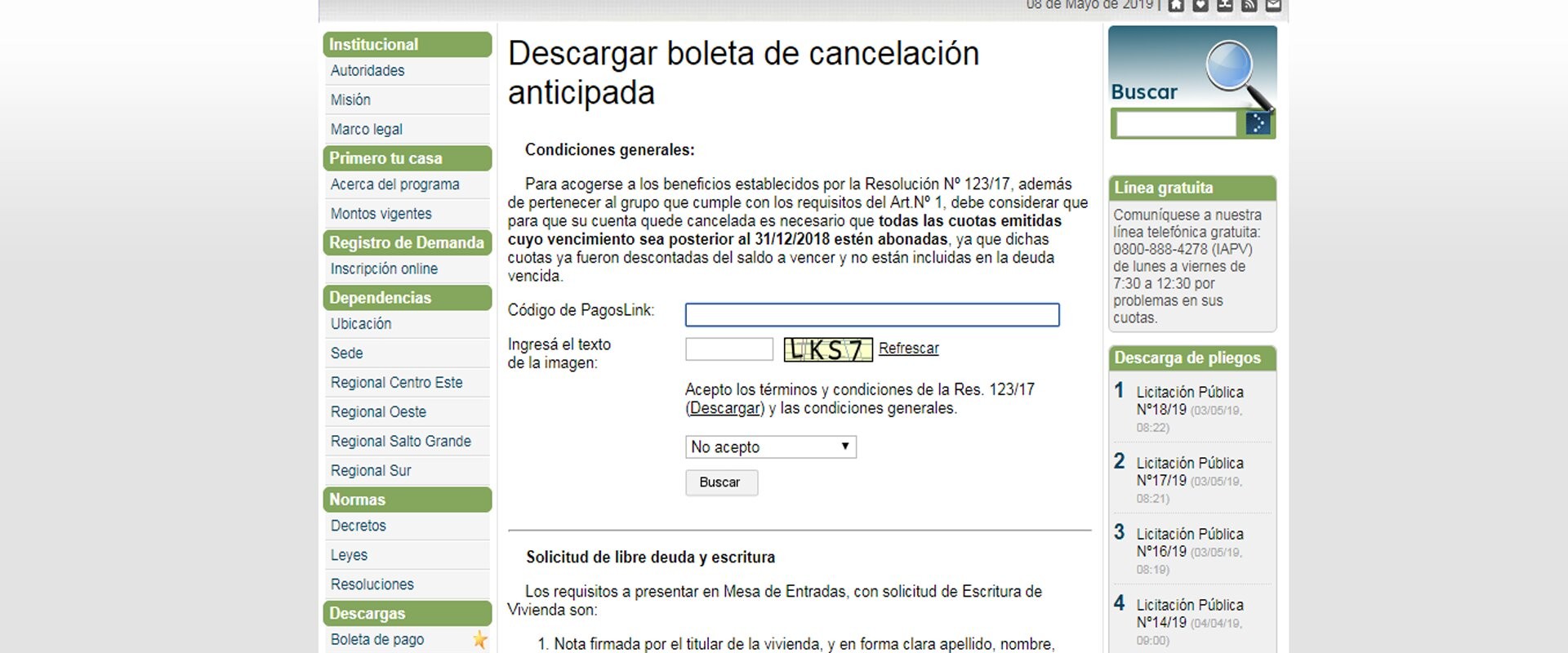 Nueva prórroga para la cancelación anticipada de cuotas de viviendas sociales