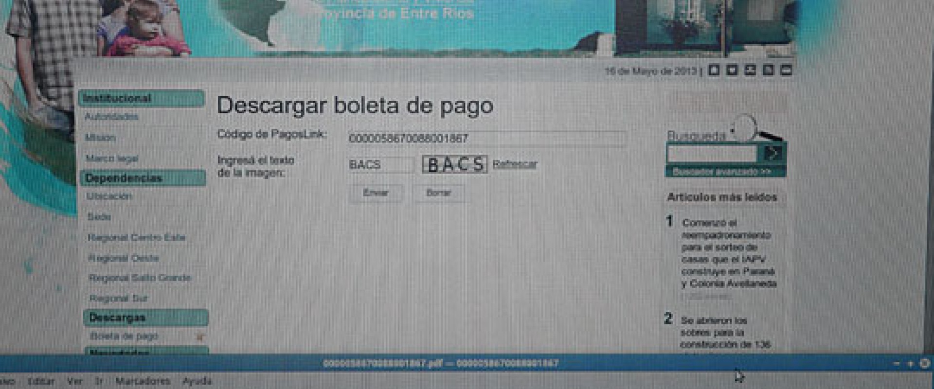 Adjudicatarios de viviendas sociales podrán imprimir boleta de pago desde página web del IAPV